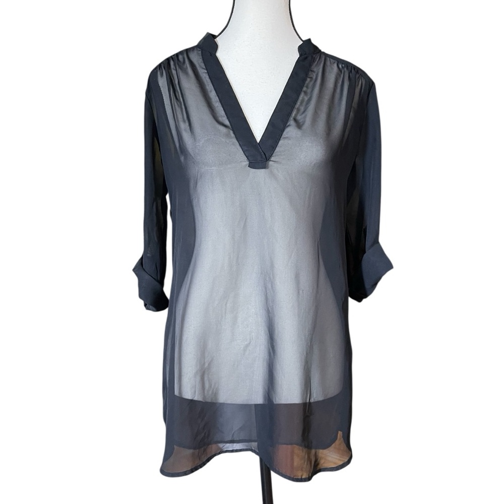 Rue21 Black Sheer V-Neck Pullover Layering Blouse M